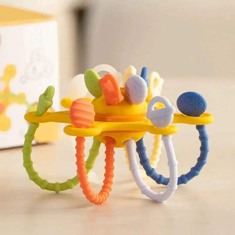 Silicone Teething Rattle Toy For Babies Montessori Sensory Educational Play - ToylandEU