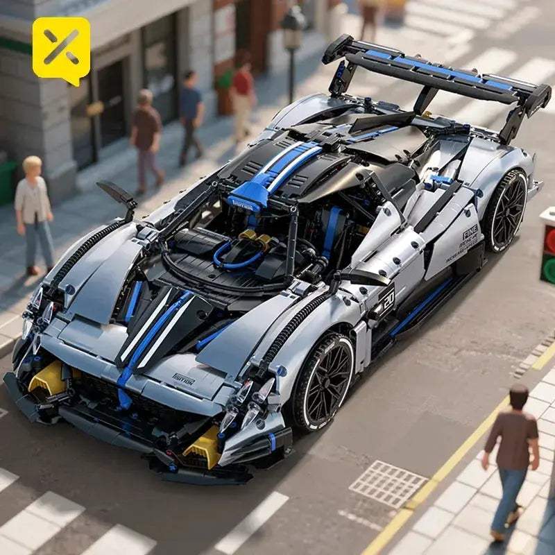 Silver Blue Racing Car Building Set With Premium Materials - ToylandEU