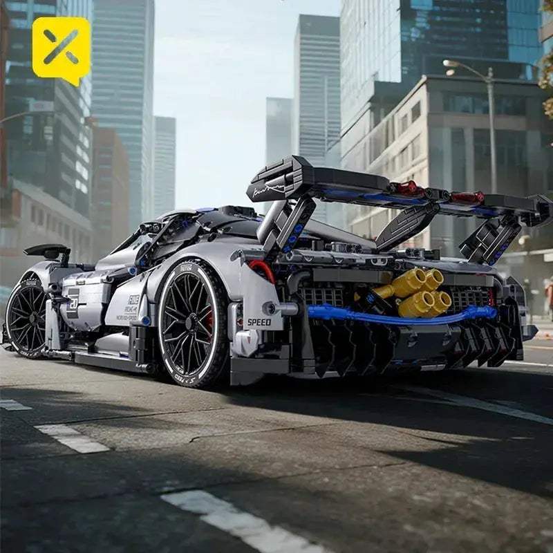 Silver Blue Racing Car Building Set With Premium Materials - ToylandEU
