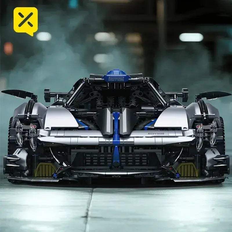 Silver Blue Racing Car Building Set With Premium Materials - ToylandEU