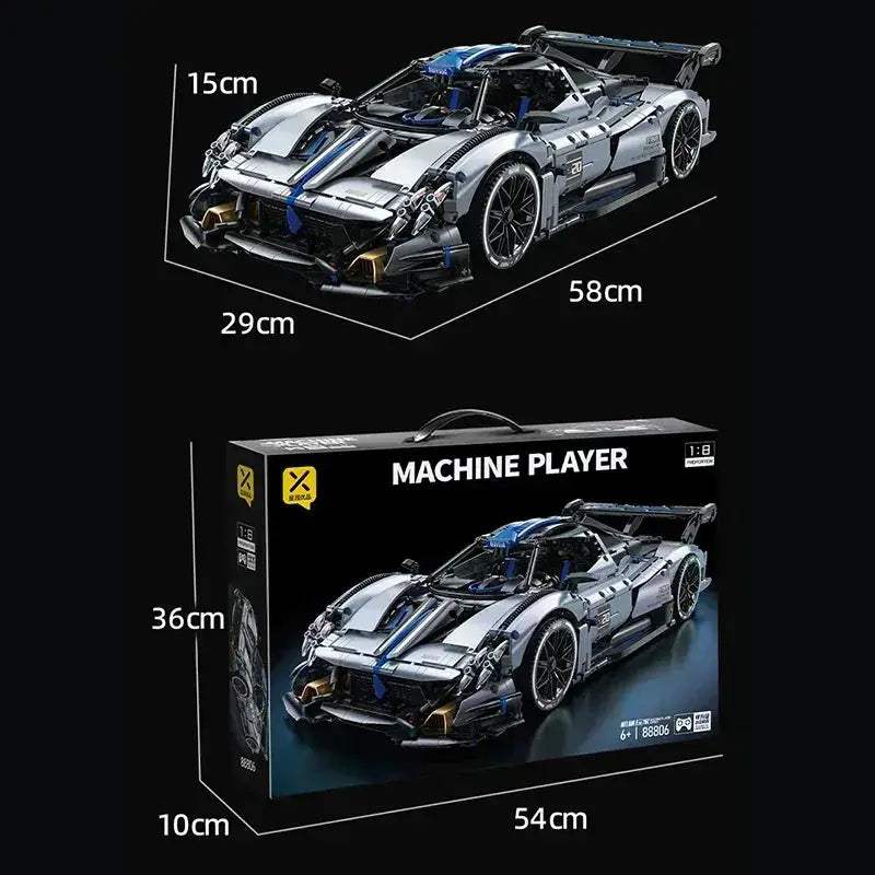 Silver Blue Racing Car Building Set With Premium Materials - ToylandEU