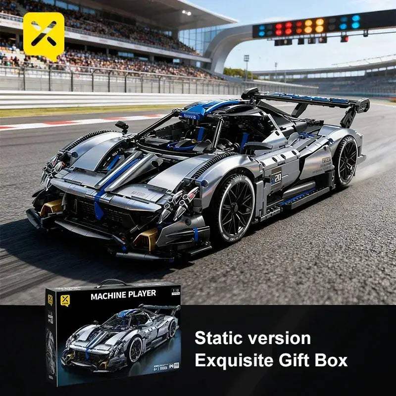 Silver Blue Racing Car Building Set With Premium Materials - ToylandEU