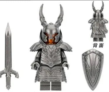 Silver Dark Soul Knight Figure With Cape Custom Design Plastic Construction Collectible Toy Figure - ToylandEU