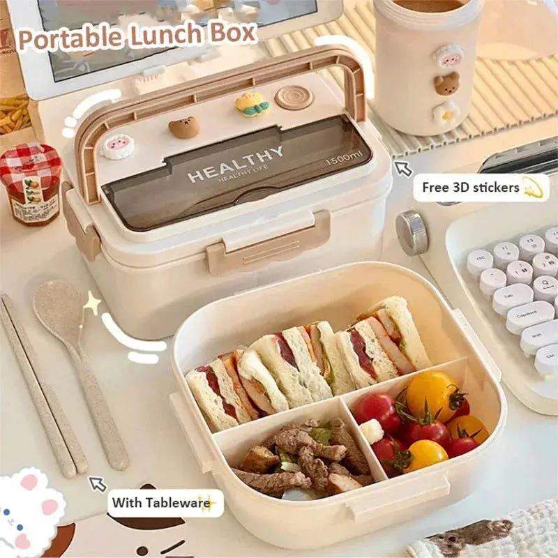 Simple Cute Portable Lunch Box, With Compartment & Microwave-Safe, Perfect for Work, School, or Picnics - ToylandEU