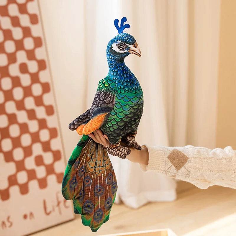 Simulation Blue Peacock Stuffed Animal Lifelike Peacock Toys - ToylandEU