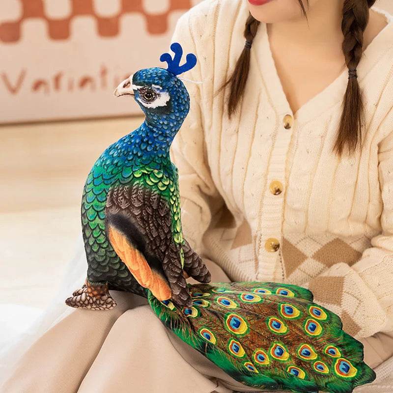 Simulation Blue Peacock Stuffed Animal Lifelike Peacock Toys - ToylandEU