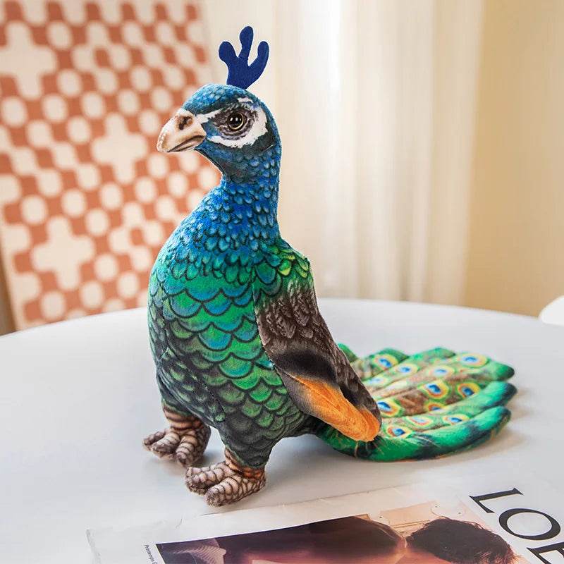 Simulation Blue Peacock Stuffed Animal Lifelike Peacock Toys - ToylandEU