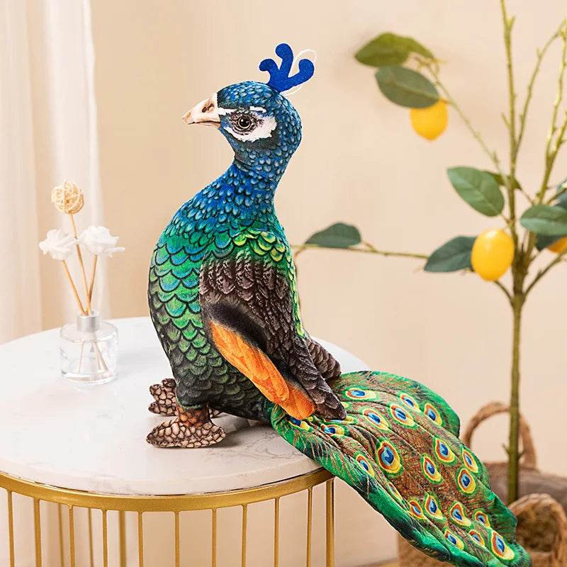 Simulation Blue Peacock Stuffed Animal Lifelike Peacock Toys - ToylandEU