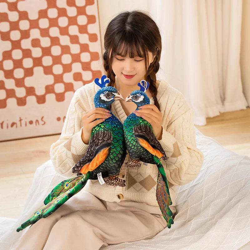 Simulation Blue Peacock Stuffed Animal Lifelike Peacock Toys - ToylandEU
