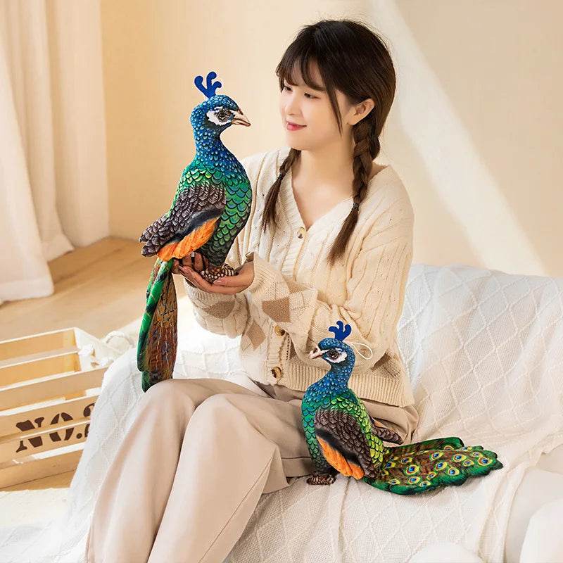Simulation Blue Peacock Stuffed Animal Lifelike Peacock Toys - ToylandEU