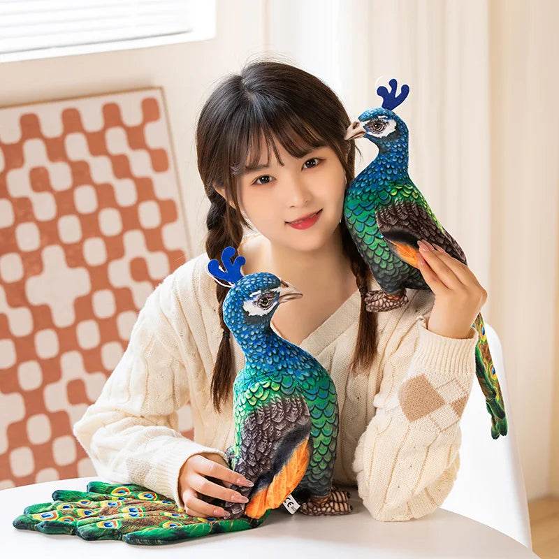 Simulation Blue Peacock Stuffed Animal Lifelike Peacock Toys - ToylandEU