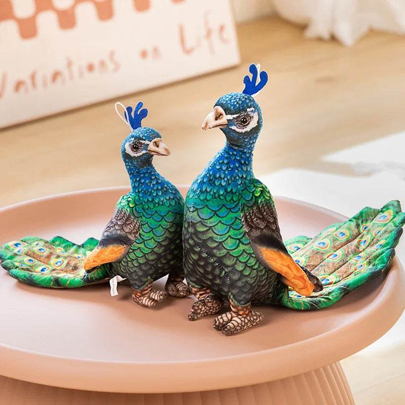 Simulation Blue Peacock Stuffed Animal Lifelike Peacock Toys - ToylandEU