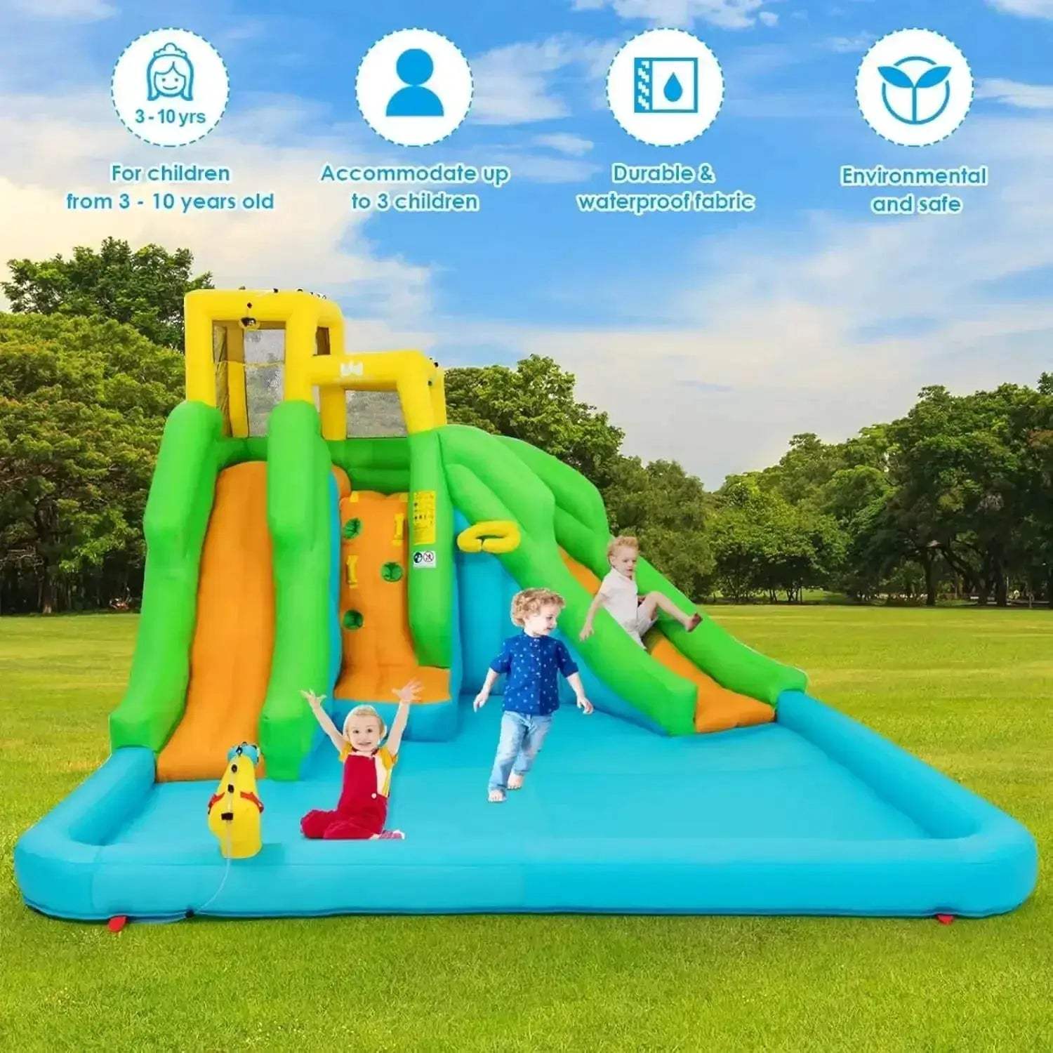Six In One Giant Inflatable Water Slide Park With Blower - ToylandEU