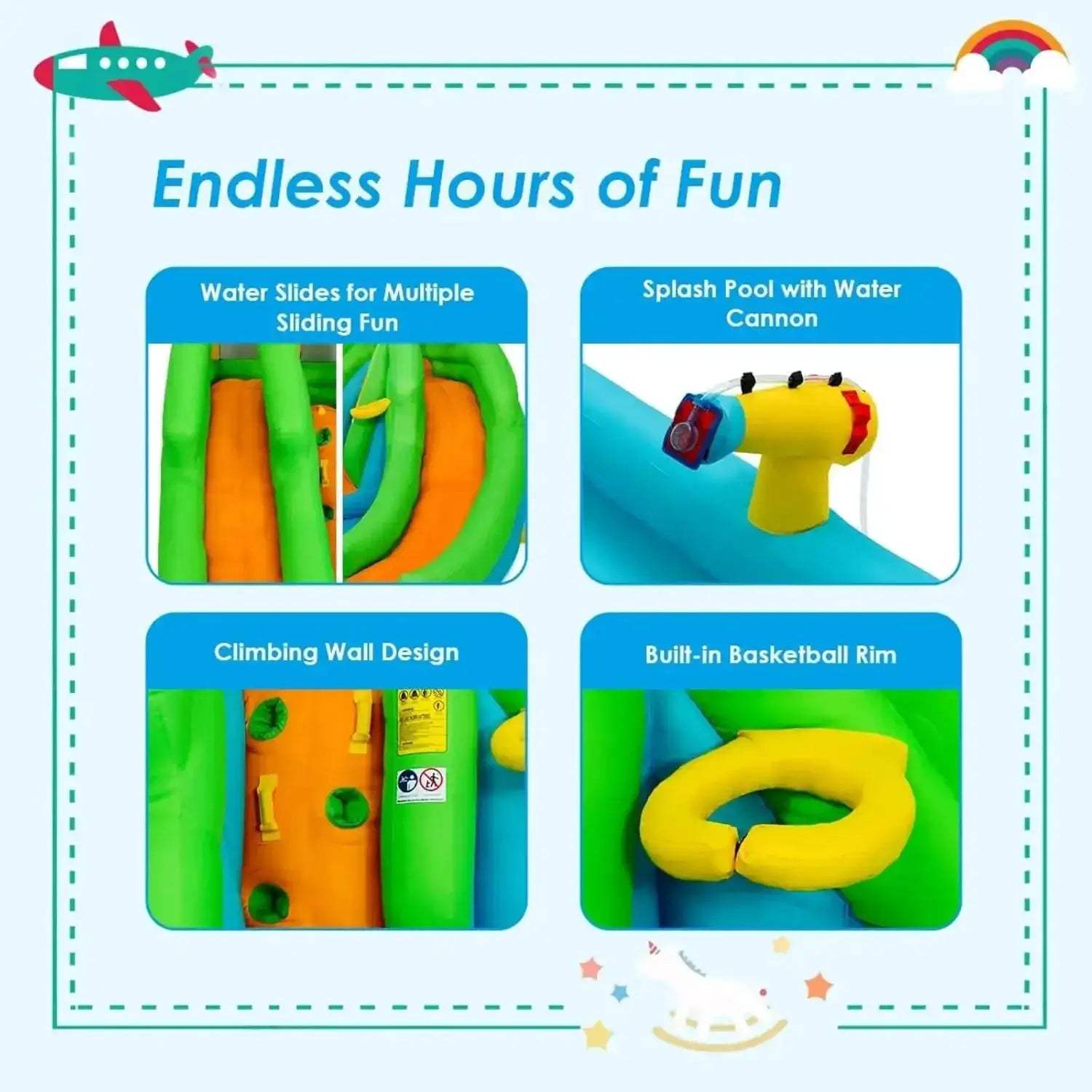 Six In One Giant Inflatable Water Slide Park With Blower - ToylandEU