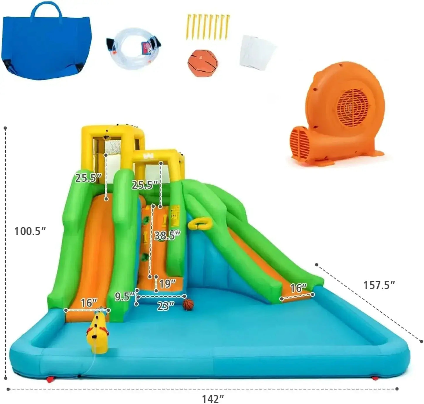 Six In One Giant Inflatable Water Slide Park With Blower - ToylandEU