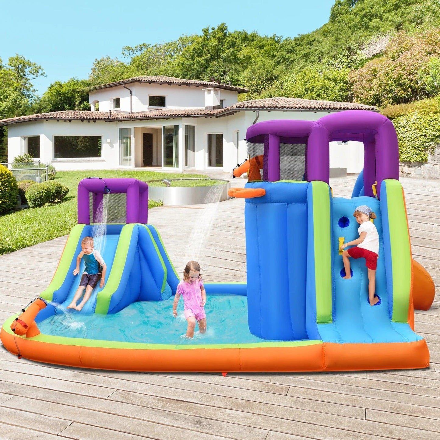  Six-In-One Inflatable Dual Water Slide Bounce House USA -  ToylandEU™