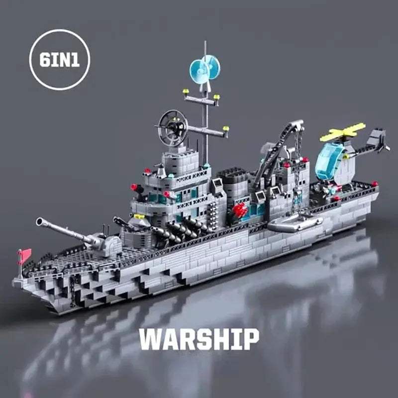 Six In One Military Navy Ship Blocks Building Kit Set - ToylandEU