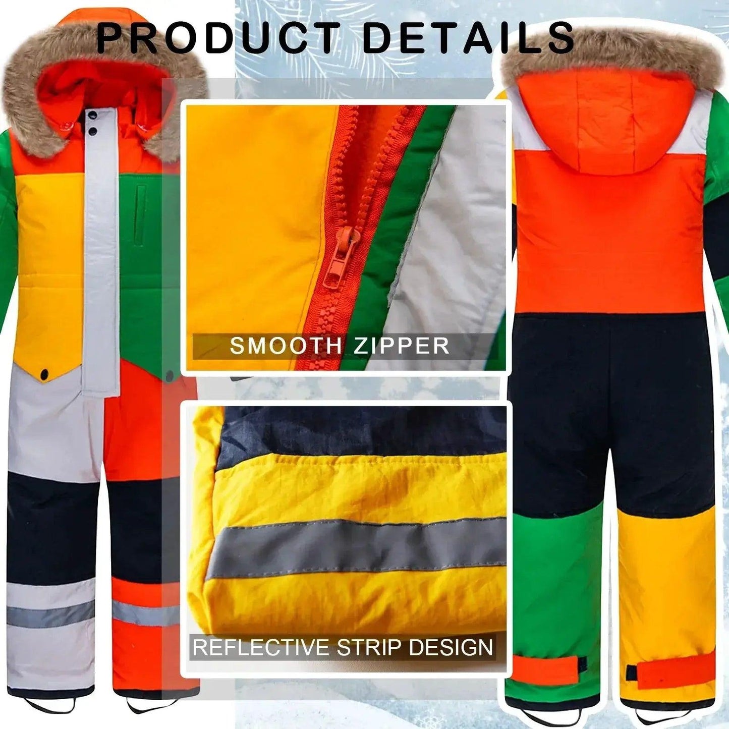  Kids Ski Suit One Piece Fur Hood Windproof Warm Winter -  ToylandEU™