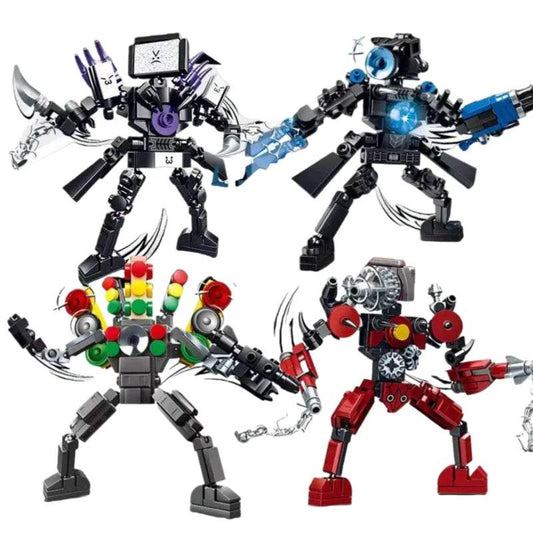 Skibidi Toilet Surveillance Man TV Compatible Building Blocks Model Action Figures Toys for Christmas Halloween Birthday Gift - ToylandEU