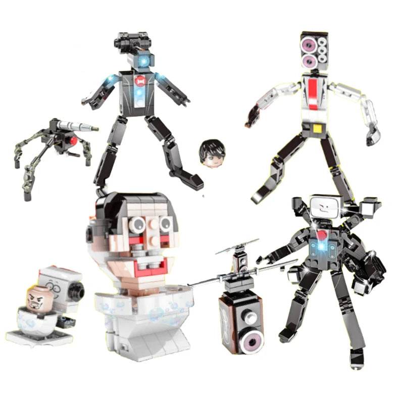 Skibidi Toilet Surveillance Man TV Compatible Building Blocks Model Action Figures Toys for Christmas Halloween Birthday Gift - ToylandEU
