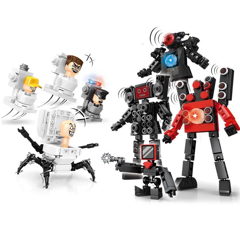 Skibidi Toilet Surveillance Man TV Compatible Building Blocks Model Action Figures Toys for Christmas Halloween Birthday Gift - ToylandEU