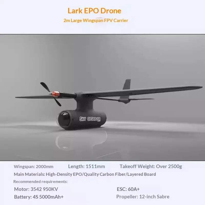  Sky Observer FPV Carrier Drone Fixed Wing RC 2m Wingspan -  ToylandEU™