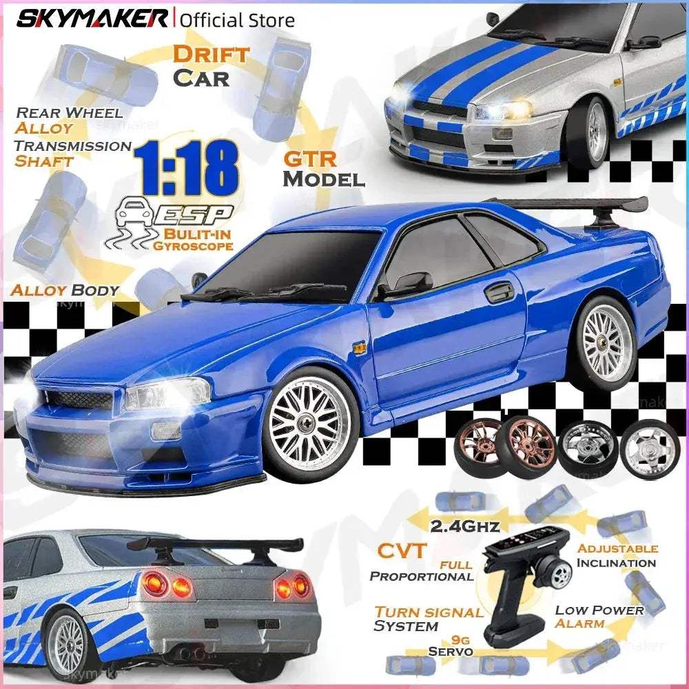 Skymaker RC Drift Car Gyro RWD Alloy Body Shell Stabilized - ToylandEU