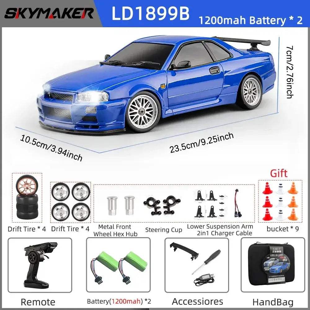 Skymaker RC Drift Car Gyro RWD Alloy Body Shell Stabilized - ToylandEU