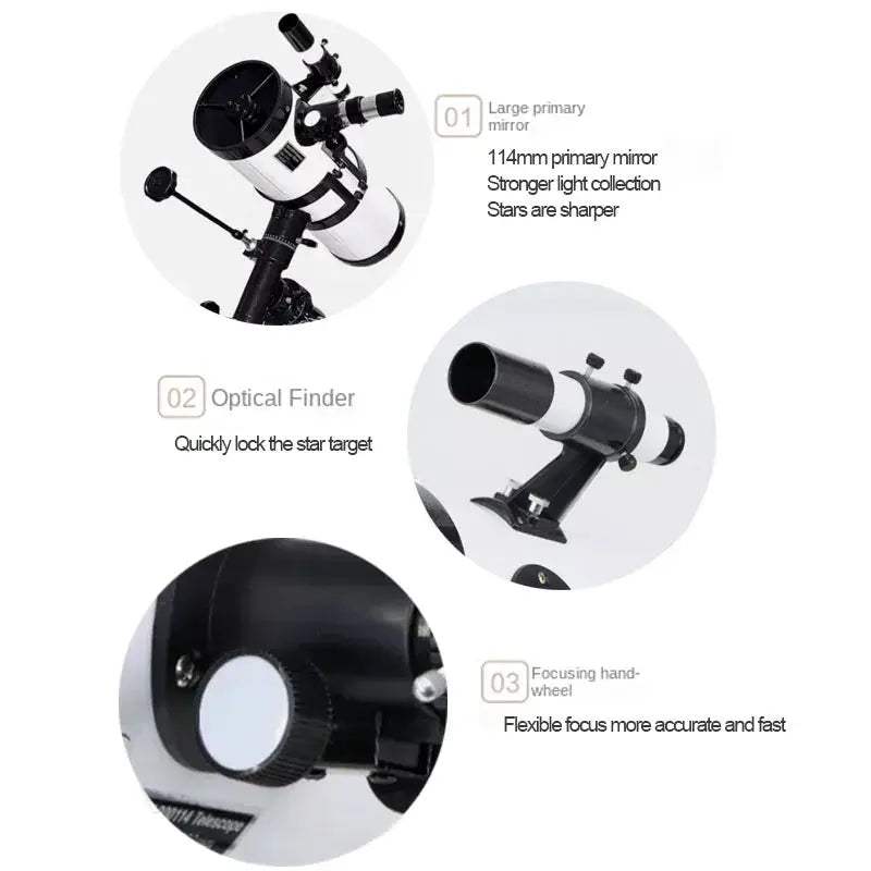 Skyoptikst Equatorial Telescope 114mm 1000x High Power - ToylandEU