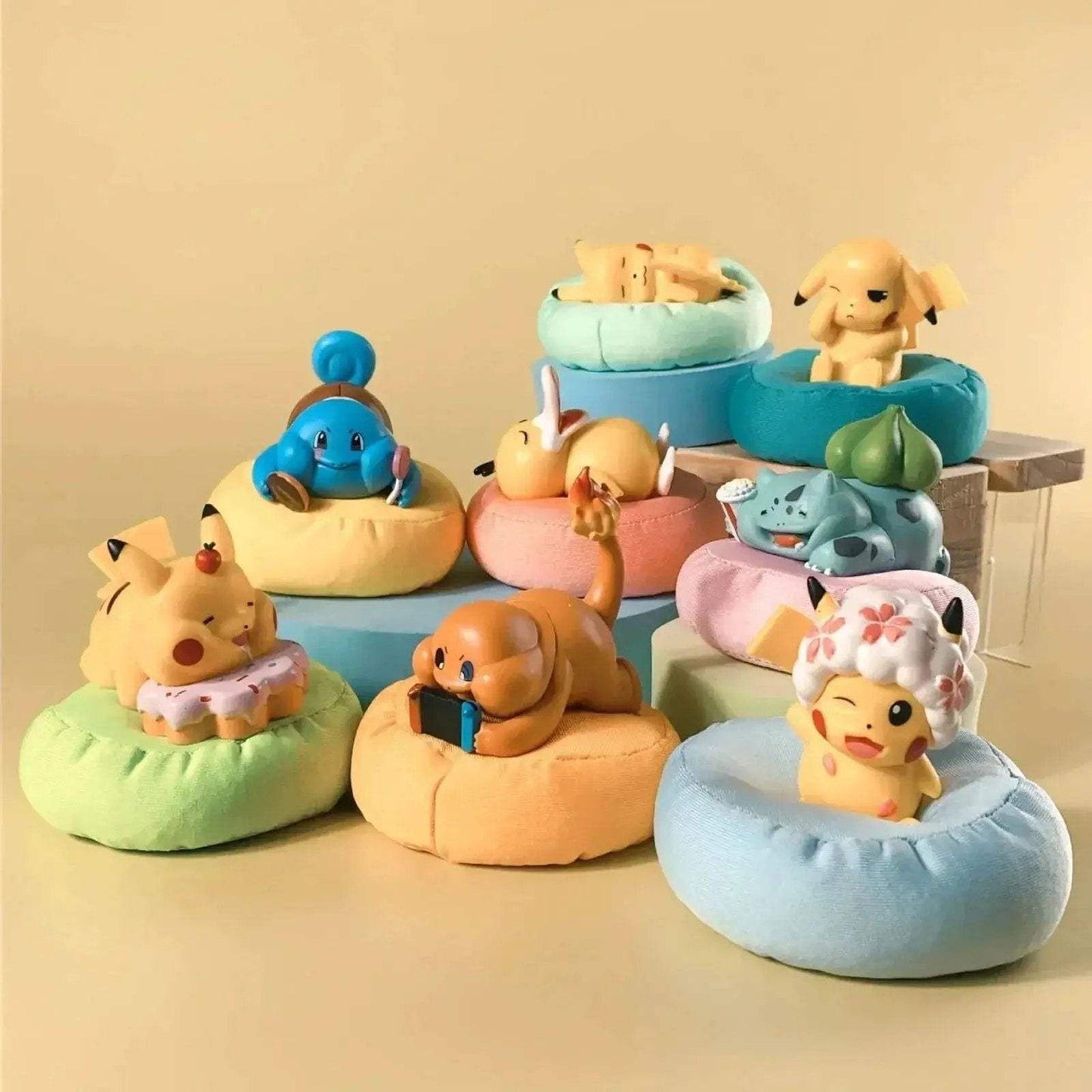Sleeping Pokémon Figurines Set Featuring Pikachu, Bulbasaur, Charmander - ToylandEU