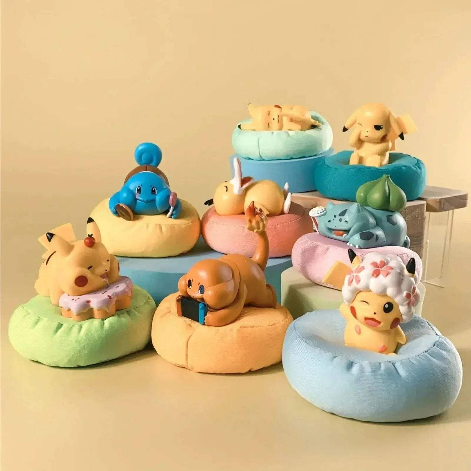 Sleeping Pokémon Figurines Set Featuring Pikachu, Bulbasaur, Charmander - ToylandEU