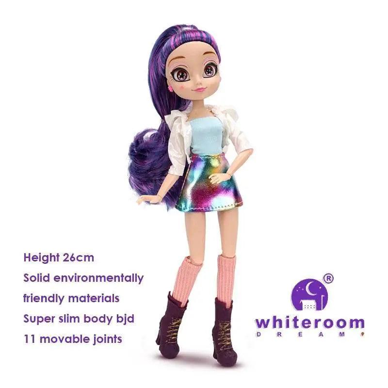  Slim 26cm Bjd Doll Purple Hair Big Eyes Fashion Gift -  ToylandEU™