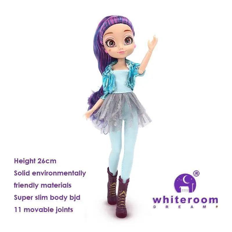  Slim 26cm Bjd Doll Purple Hair Big Eyes Fashion Gift -  ToylandEU™