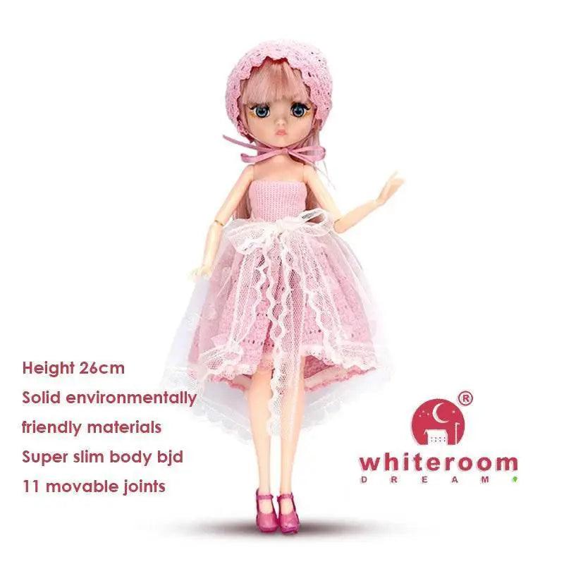  Slim 26cm Bjd Doll Purple Hair Big Eyes Fashion Gift -  ToylandEU™