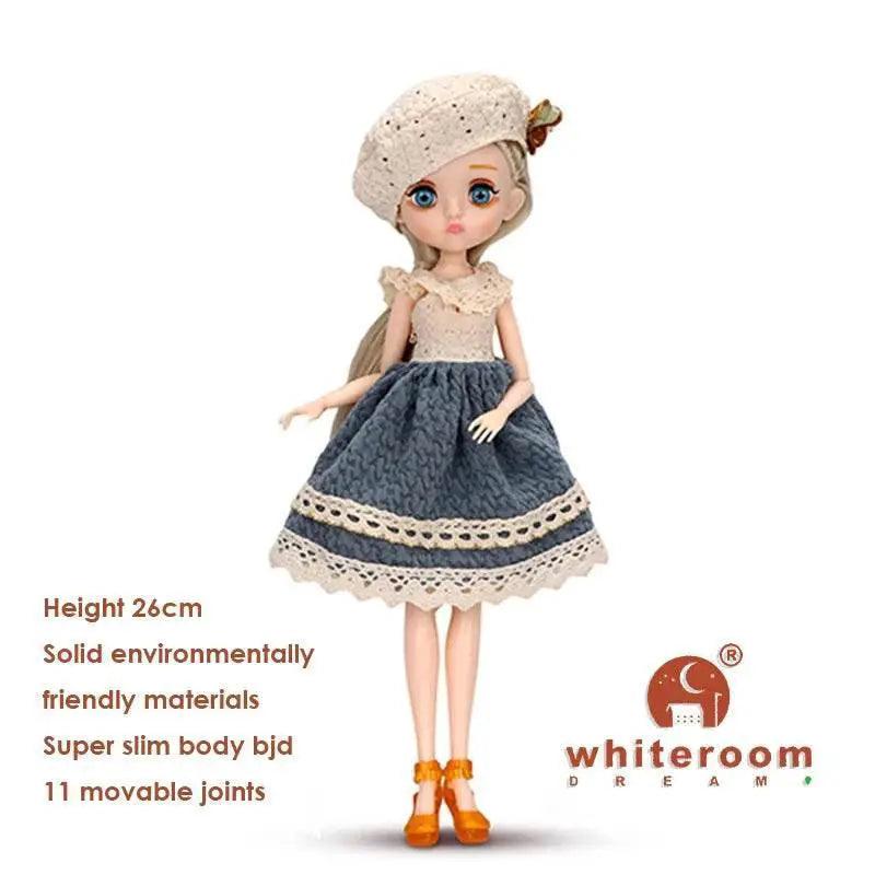  Slim 26cm Bjd Doll Purple Hair Big Eyes Fashion Gift -  ToylandEU™