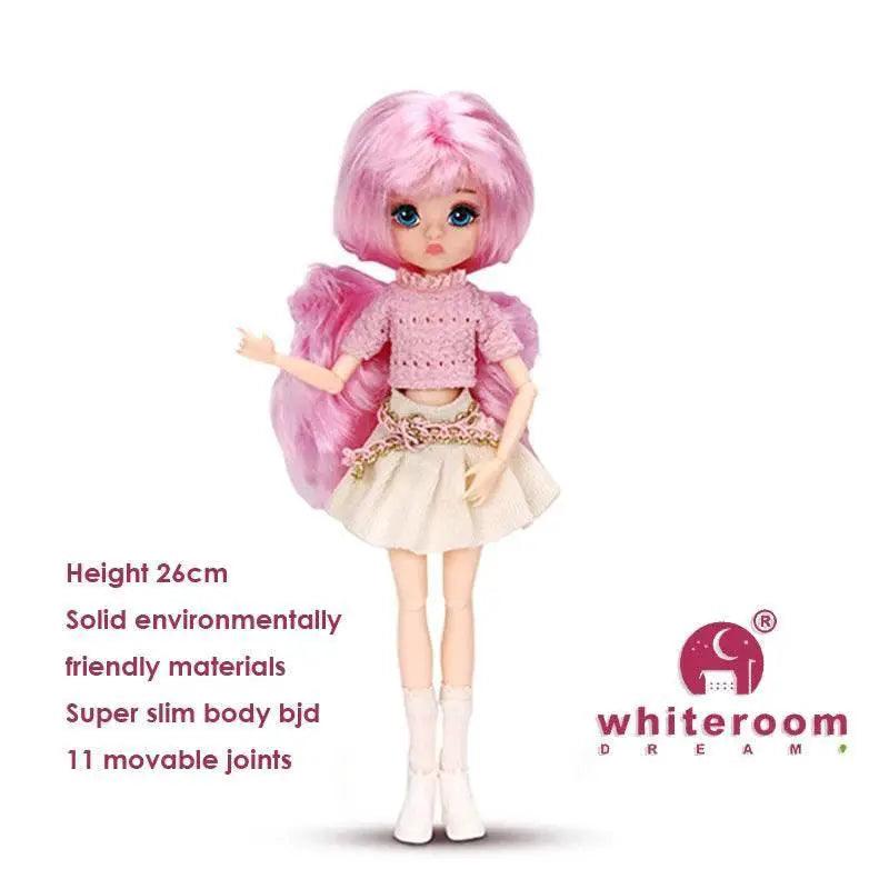  Slim 26cm Bjd Doll Purple Hair Big Eyes Fashion Gift -  ToylandEU™