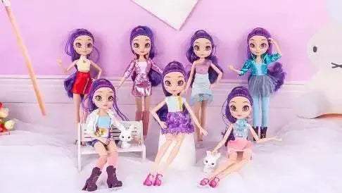  Slim 26cm Bjd Doll Purple Hair Big Eyes Fashion Gift -  ToylandEU™