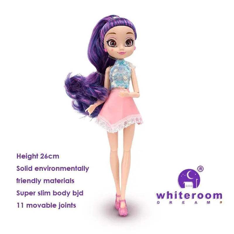 Slim 26cm Bjd Doll Purple Hair Big Eyes Fashion Gift -  ToylandEU™
