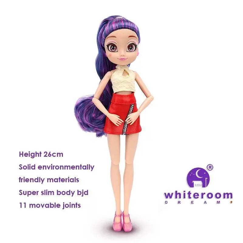  Slim 26cm Bjd Doll Purple Hair Big Eyes Fashion Gift -  ToylandEU™