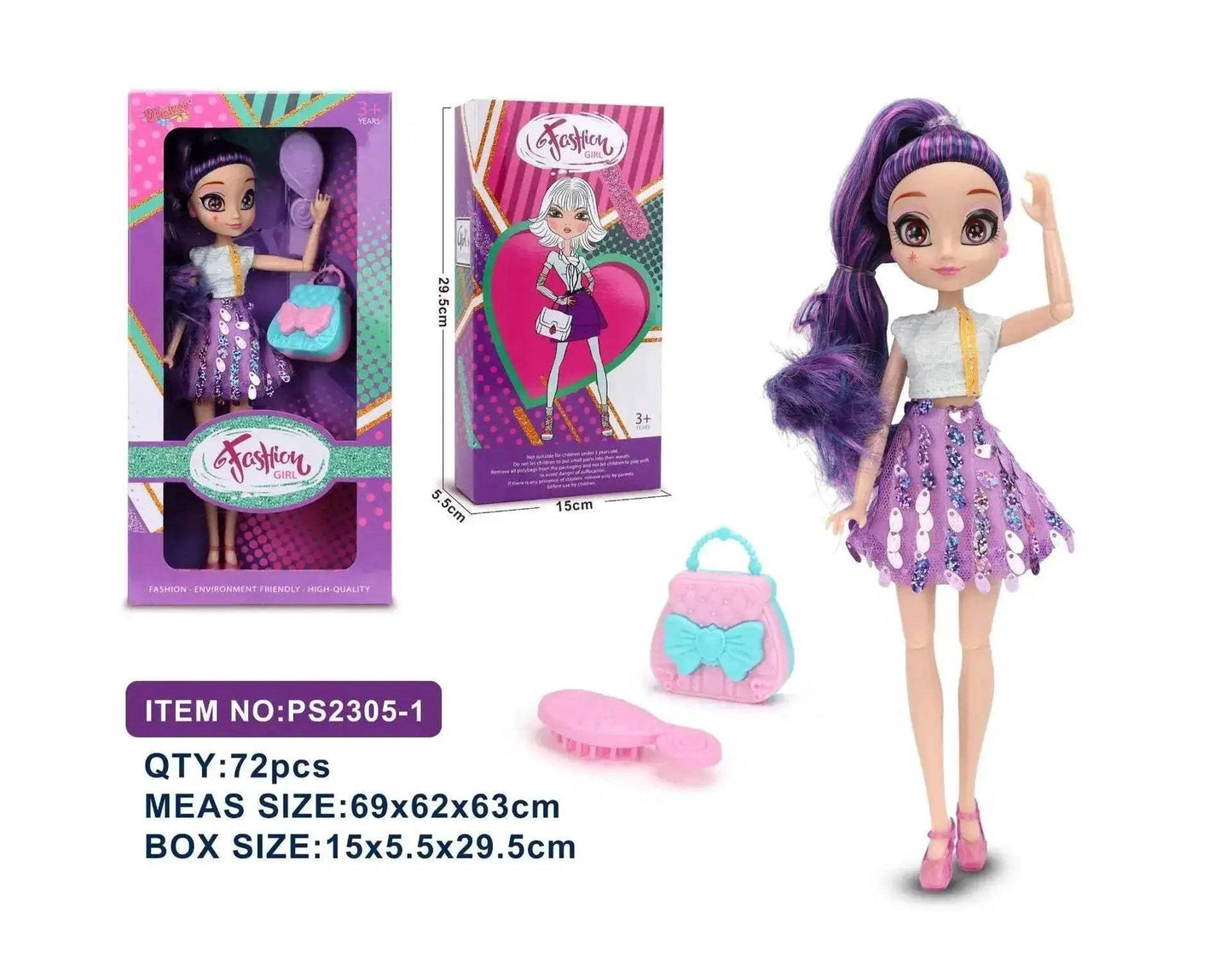  Slim 26cm Bjd Doll Purple Hair Big Eyes Fashion Gift -  ToylandEU™