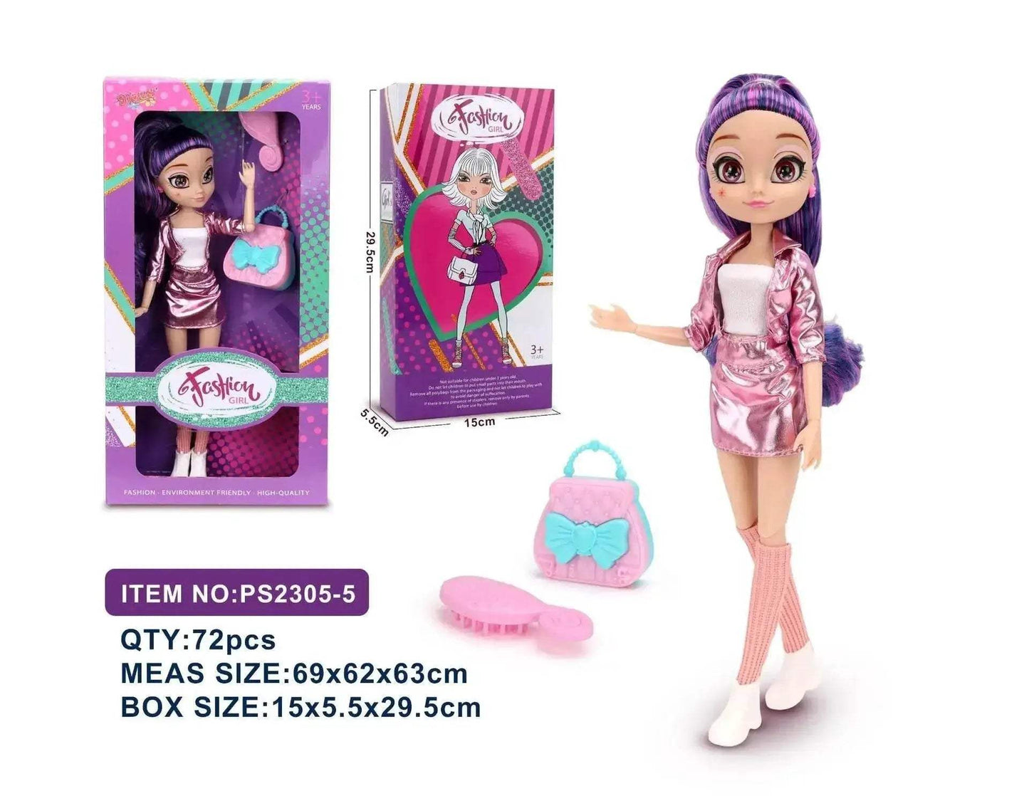  Slim 26cm Bjd Doll Purple Hair Big Eyes Fashion Gift -  ToylandEU™