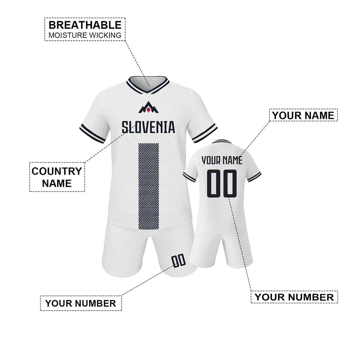  Personalized Slovenia Kids Soccer Jersey Set - Customizable Football Kit with Name and Number for Boys & Girls, Quick-Dry Team Tracksuit -  ToylandEU™