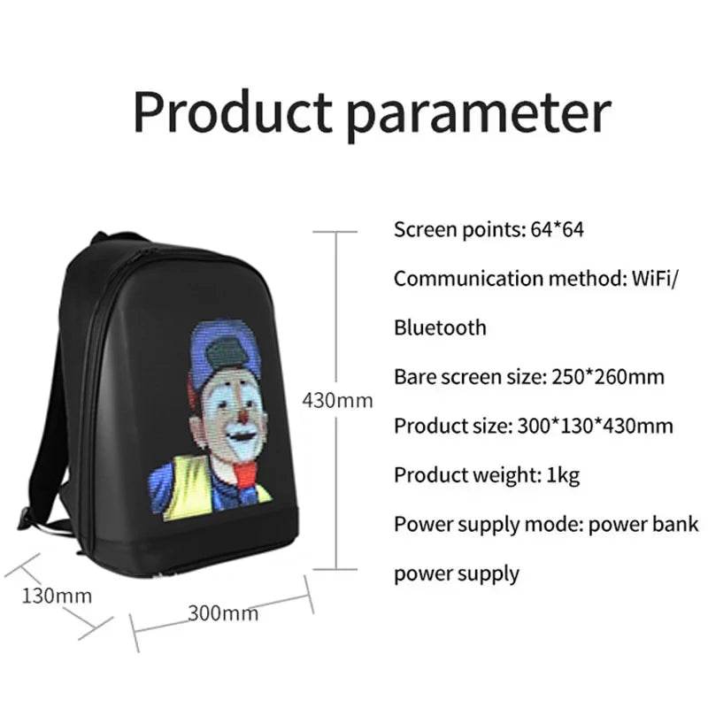 Smart Backpack LED Screen For Motorcycle And Cycling - ToylandEU