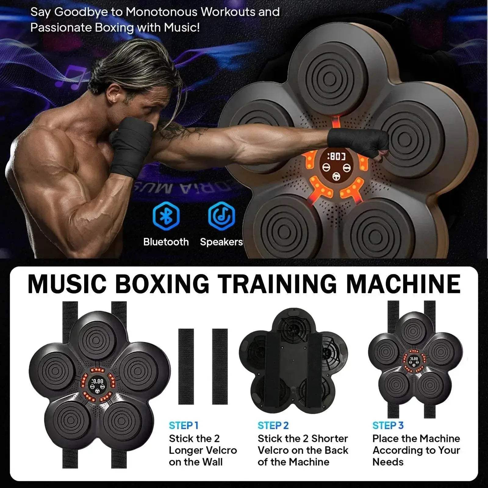 Smart Boxing Trainer Wall Mounted 9 Speed Modes For All - ToylandEU