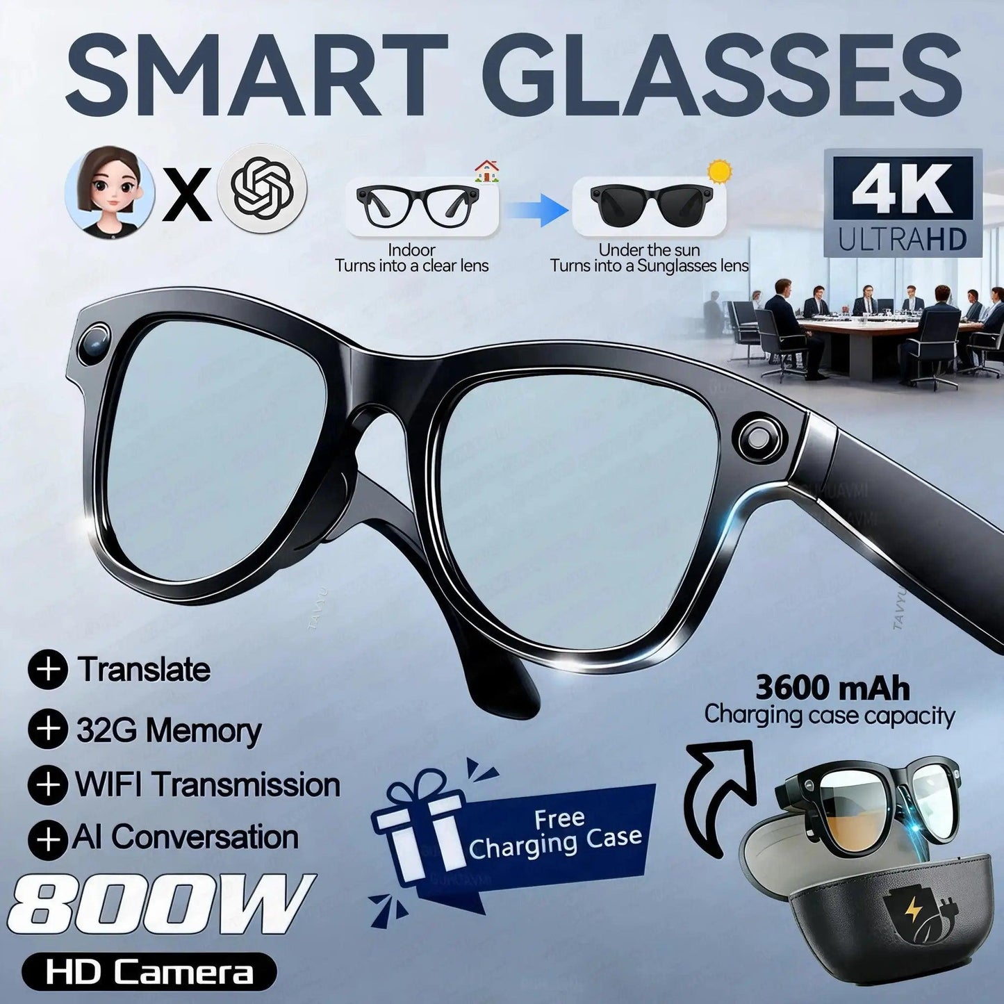  Smart Translation Camera Glasses Real Time 4K Video -  ToylandEU™