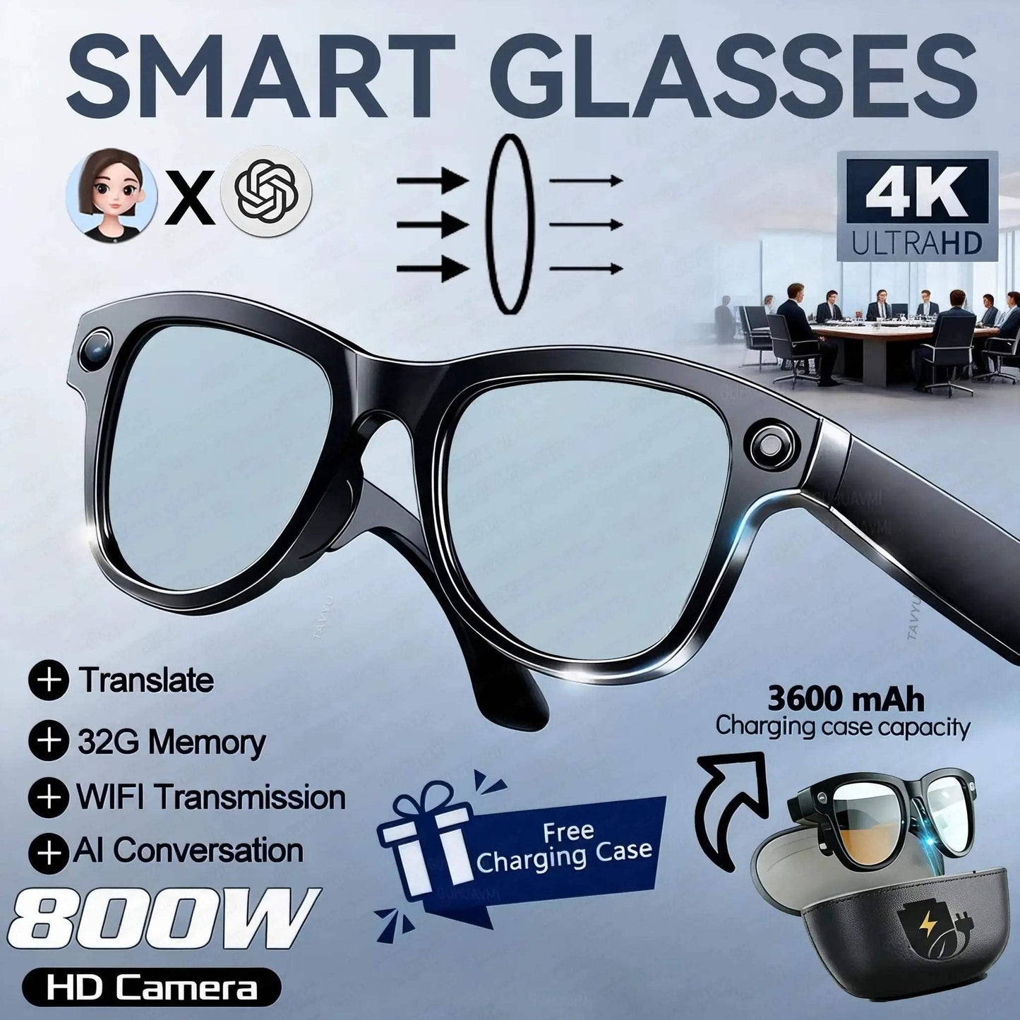  Smart Translation Camera Glasses Real Time 4K Video -  ToylandEU™