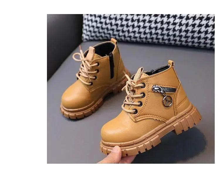  Kids Fashionable Leather Ankle Boots - Comfortable Sports Snow Boots for Boys and Girls in Autumn Winter -  ToylandEU™