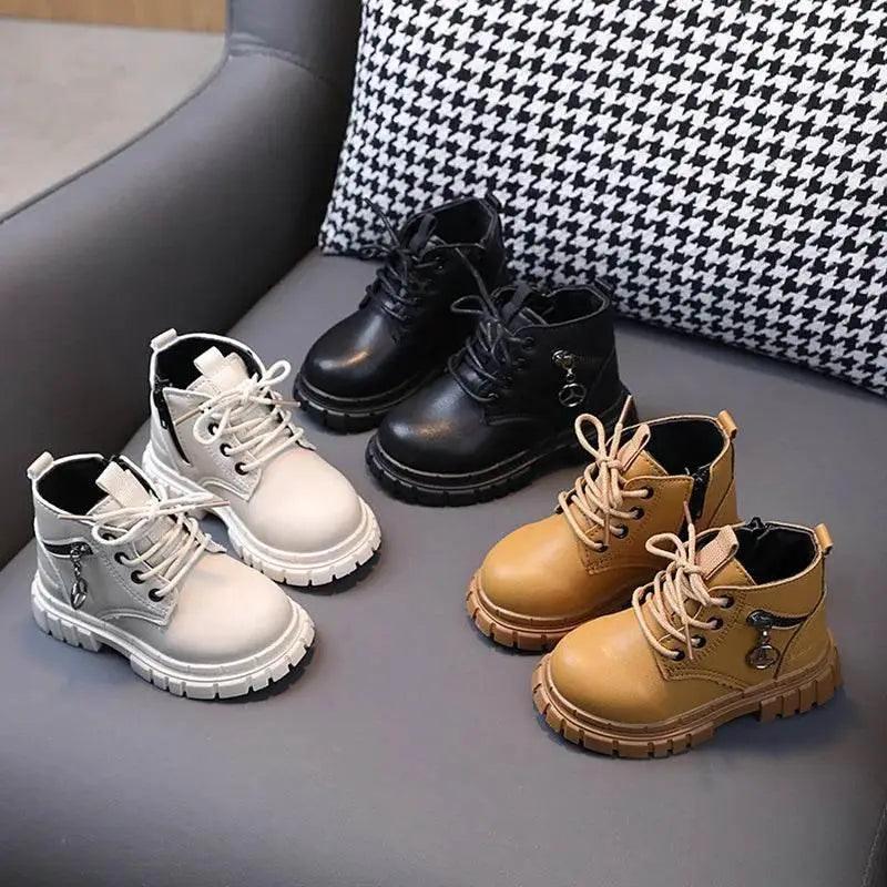  Kids Fashionable Leather Ankle Boots - Comfortable Sports Snow Boots for Boys and Girls in Autumn Winter -  ToylandEU™