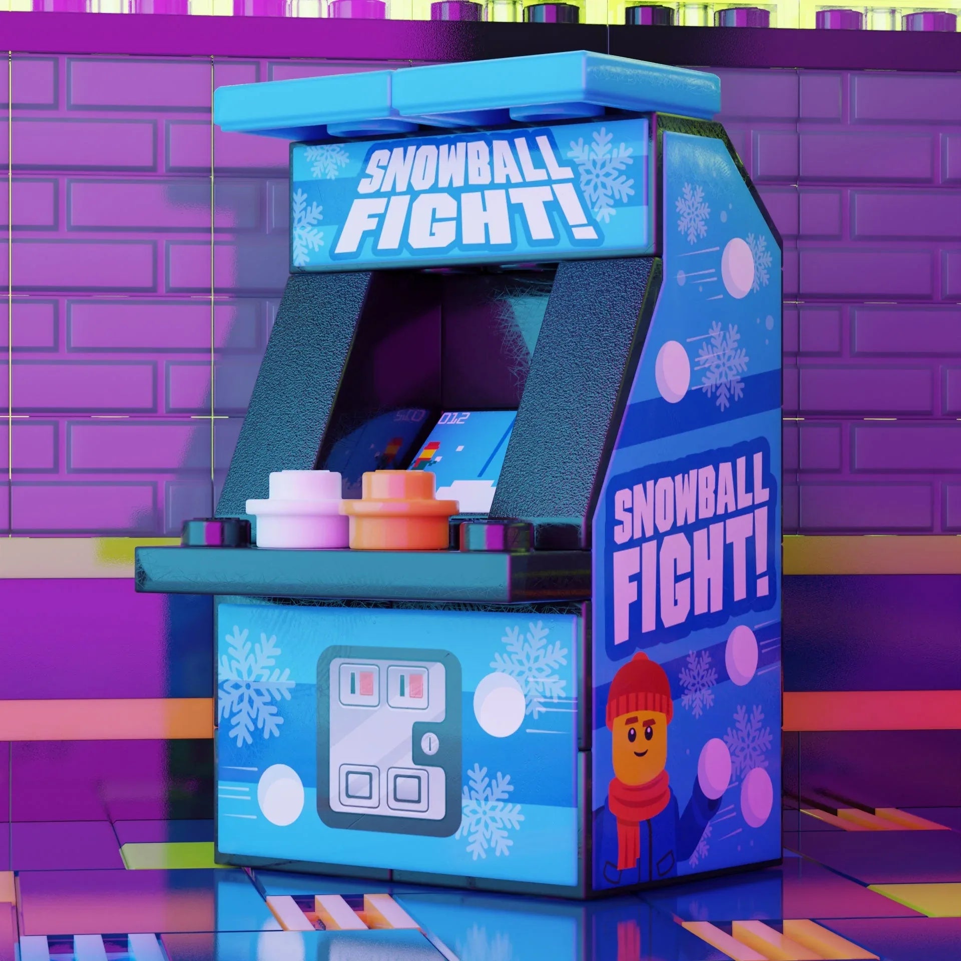 Snowball Fight Arcade Machine made using LEGO parts - B3 Customs - ToylandEU