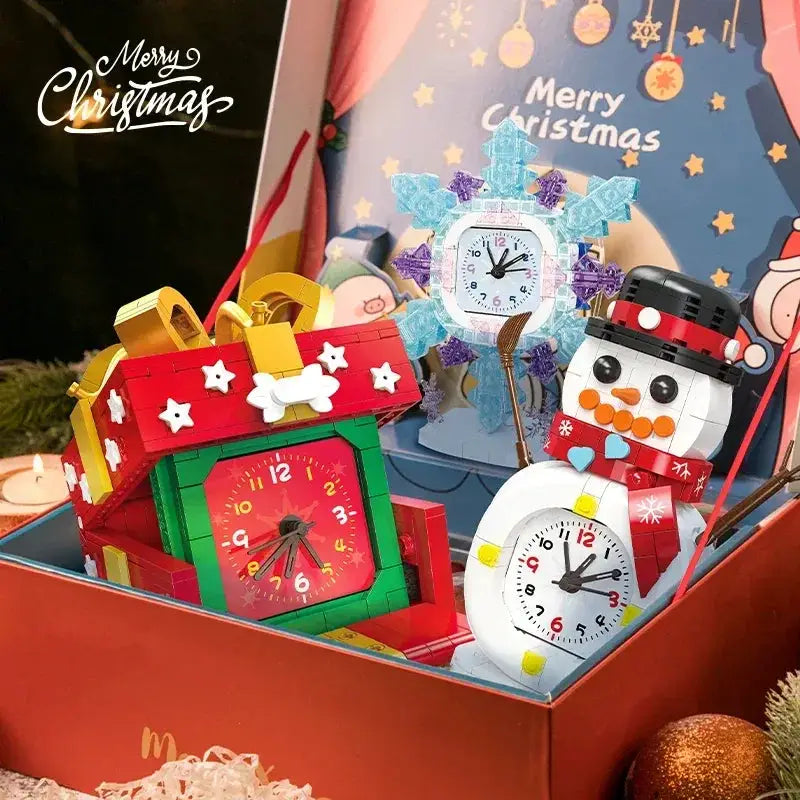 Snowman Snowflake Clock Building Blocks Educational Gift For Kids - ToylandEU